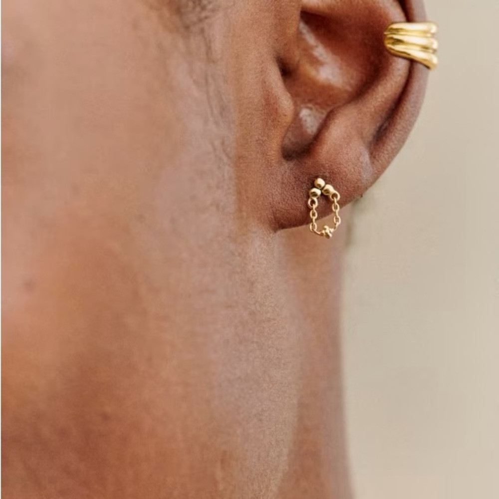 Sezane Gold Mini Chain Dore Earrings Like New Box and Bag Included